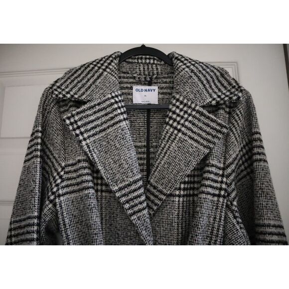 Old Navy 809503-001 Women's Sz XL Black Plaid Belted Overcoat - Picture 5 of 13